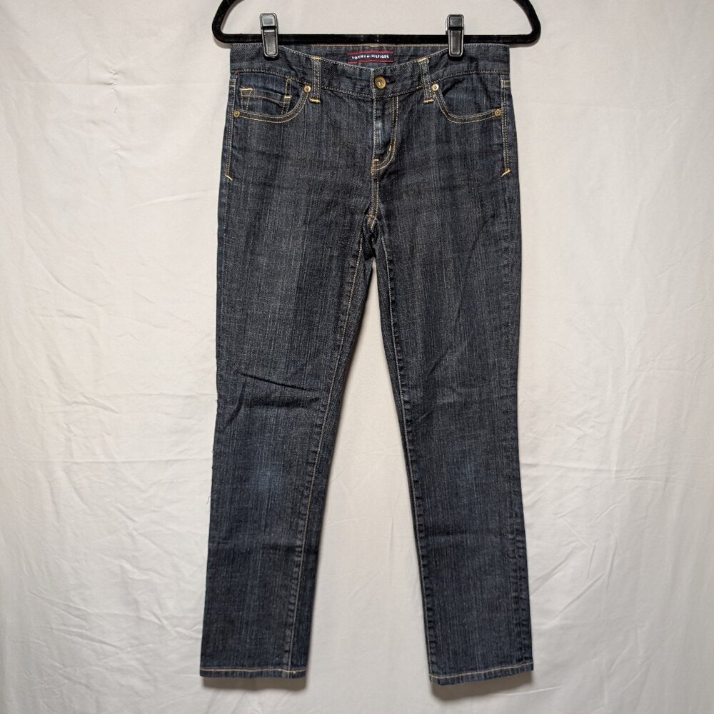 Tommy Hilfiger‎ Dark Wash Straight Leg Jeans Classic Denim Preppy Size 4 Short